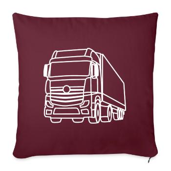 Camion / Truck Avant - Contour blanc - Housse de coussin décorative 45 x 45 cm - bordeaux - Devant