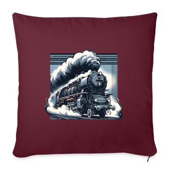 La puissance de la vapeur - Graphique d’une locomotive à vapeur - Housse de coussin décorative 45 x 45 cm - bordeaux - Devant