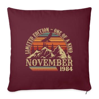 Né en Novembre 1984 - Anniversaire Novembre 1984 - Housse de coussin décorative 45 x 45 cm - bordeaux - Devant