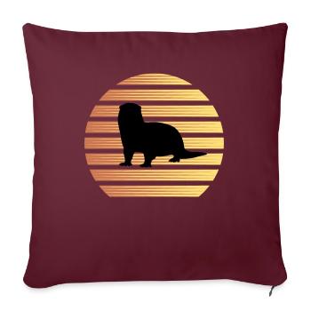 Loutres - Housse de coussin décorative 45 x 45 cm - bordeaux - Devant