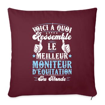Le meilleur moniteur d'équitation du monde - Housse de coussin décorative 45 x 45 cm - bordeaux - Devant