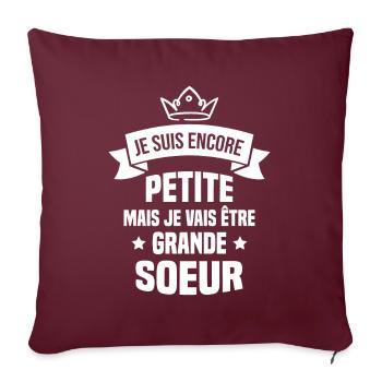 Je vais être une grande soeur - Housse de coussin décorative 45 x 45 cm - bordeaux - Devant