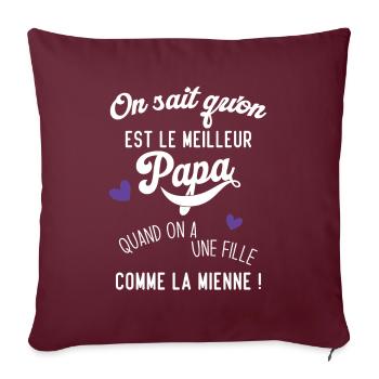 Meilleur papa quand on a une fille comme la mienne - Housse de coussin décorative 45 x 45 cm - bordeaux - Devant