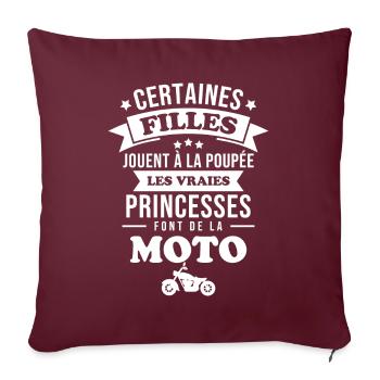 Les vraies princesse font de la moto - Housse de coussin décorative 45 x 45 cm - bordeaux - Devant