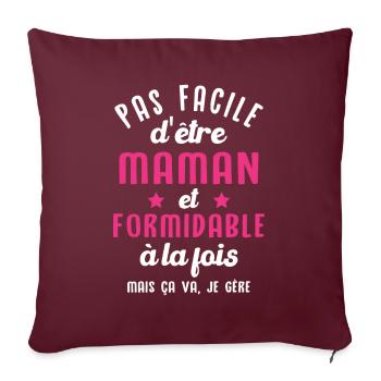 Maman et Formidable Cool Cadeau Mère - Housse de coussin décorative 45 x 45 cm - bordeaux - Devant