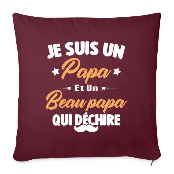 je suis un papa et beau-papa qui déchire - Housse de coussin décorative 45 x 45 cm - bordeaux - Devant
