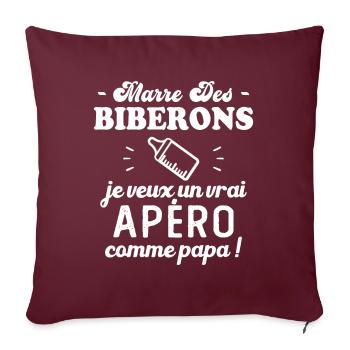 Marre des biberon je veux un vrai apéro comme papa - Housse de coussin décorative 45 x 45 cm - bordeaux - Devant