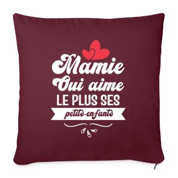 Mamie qui aime le plus ses petits enfants - Housse de coussin décorative 45 x 45 cm - bordeaux - Devant