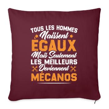 Les Hommes Naissent Egaux - Les Meilleurs Mécanos - Housse de coussin décorative 45 x 45 cm - bordeaux - Devant
