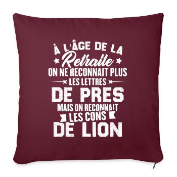 Cadeau D'humour Pour Les Retraités - Housse de coussin décorative 45 x 45 cm - bordeaux - Devant