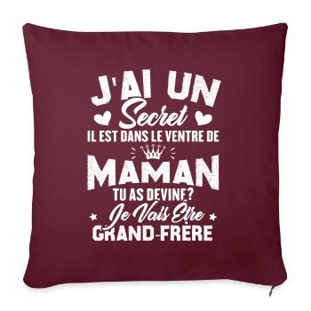 Secret Cadeau Annonce Grossesse Grand-Frère - Housse de coussin décorative 45 x 45 cm - bordeaux - Devant