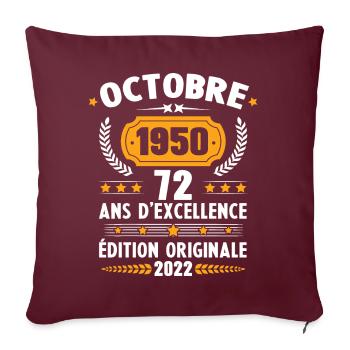 Cadeau D'anniversaire Rétro 72 Ans Septembre 1950 - Housse de coussin décorative 45 x 45 cm - bordeaux - Devant