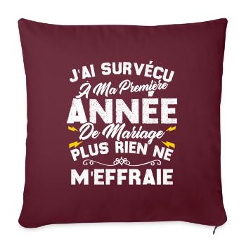 Humour Cadeau Ma Première Année De Mariage - Housse de coussin décorative 45 x 45 cm - bordeaux - Devant