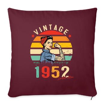 1952 Vintage Édition limitée Cadeau Femmes - Housse de coussin décorative 45 x 45 cm - bordeaux - Devant