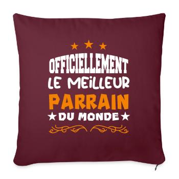 Officiellement Le Meilleur Parrain Du Monde - Housse de coussin décorative 45 x 45 cm - bordeaux - Devant