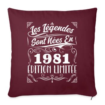 Les Légendes Sont Nés En 1981 | Cadeau - Housse de coussin décorative 45 x 45 cm - bordeaux - Devant