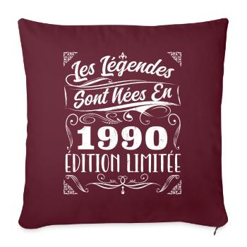 Les Légendes Sont Nés En 1990 | Cadeau - Housse de coussin décorative 45 x 45 cm - bordeaux - Devant