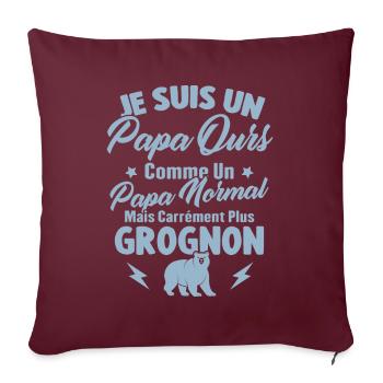 Je suis un papa ours c'est comme un papa normal - Housse de coussin décorative 45 x 45 cm - bordeaux - Devant