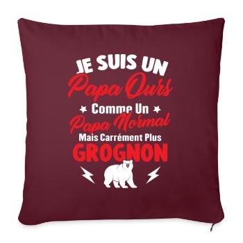 Je suis un papa ours c'est comme un papa normal - Housse de coussin décorative 45 x 45 cm - bordeaux - Devant