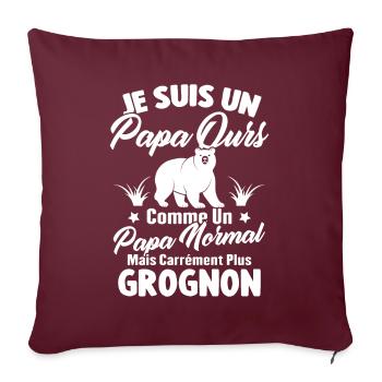 Je suis un papa ours c'est comme un papa normal - Housse de coussin décorative 45 x 45 cm - bordeaux - Devant