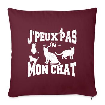J'Peux Pas J'ai Mon Chat - Housse de coussin décorative 45 x 45 cm - bordeaux - Devant