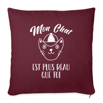 Mon Chat Est Plus Beau Que Toi - Housse de coussin décorative 45 x 45 cm - bordeaux - Devant