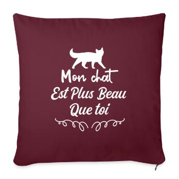 Mon Chat Est Plus Beau Que Toi - Housse de coussin décorative 45 x 45 cm - bordeaux - Devant