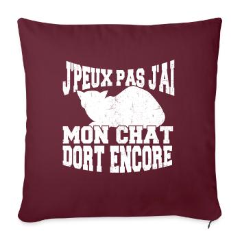 J'Peux Pas J'ai Mon Chat Dort Encore - Housse de coussin décorative 45 x 45 cm - bordeaux - Devant