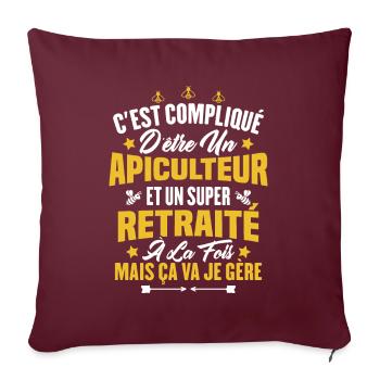 Un apiculteur et un super retraité - Housse de coussin décorative 45 x 45 cm - bordeaux - Devant