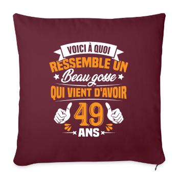 Voici à Quoi Ressemble Un Beau Gosse 49 ans Cadeau - Housse de coussin décorative 45 x 45 cm - bordeaux - Devant