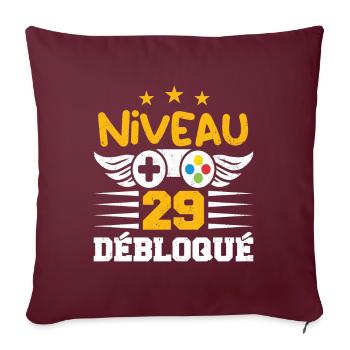 Niveau 29 Débloqué, cadeau de joueur - Housse de coussin décorative 45 x 45 cm - bordeaux - Devant