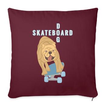 Skateboard Dog Pug Bulldog bleu brun sport - Housse de coussin décorative 45 x 45 cm - bordeaux - Devant