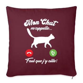 Mon chat m'appelle - Housse de coussin décorative 45 x 45 cm - bordeaux - Devant