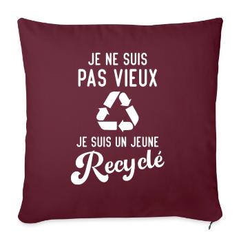 Je ne suis pas vieux je suis un jeune recyclé - Housse de coussin décorative 45 x 45 cm - bordeaux - Devant