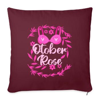 Octobre Rose | Lutte contre le cancer du sein - Housse de coussin décorative 45 x 45 cm - bordeaux - Devant