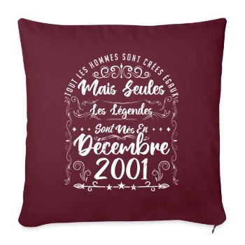 Les Légendes Sont Nés En Décembre 2001 - Housse de coussin décorative 45 x 45 cm - bordeaux - Devant