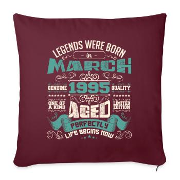 March 1995 | birthday gift - Housse de coussin décorative 45 x 45 cm - bordeaux - Devant