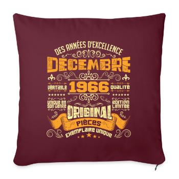 MILLÉSIME DÉCEMBRE 1966 ORIGINAL PIÈCES - Housse de coussin décorative 45 x 45 cm - bordeaux - Devant