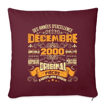 VINTAGE DÉCEMBRE 2000 ORIGINAL PIÈCES - Housse de coussin décorative 45 x 45 cm - bordeaux - Devant