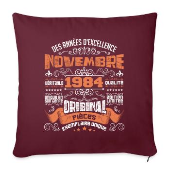 Novembre 1984 - Housse de coussin décorative 45 x 45 cm - bordeaux - Devant
