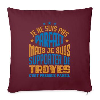 Cadeau Supporter de Troyes Foot - Housse de coussin décorative 45 x 45 cm - bordeaux - Devant