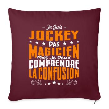 Je Suis Jockey Pas Magicien - Housse de coussin décorative 45 x 45 cm - bordeaux - Devant