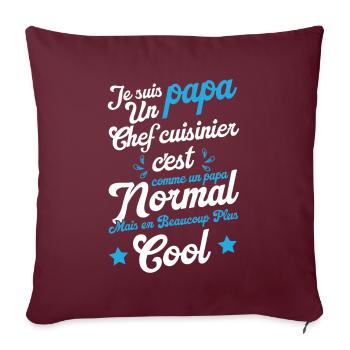 Je suis papa un chef cuisinier humour cadeau - Housse de coussin décorative 45 x 45 cm - bordeaux - Devant