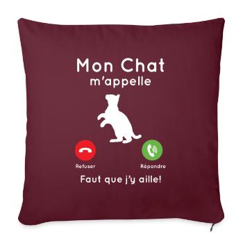 Mon chat m'appelle - Housse de coussin décorative 45 x 45 cm - bordeaux - Devant