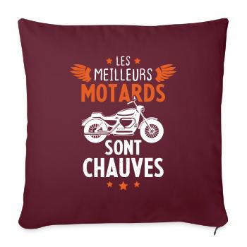 Les meilleurs motards sont chauves - Housse de coussin décorative 45 x 45 cm - bordeaux - Devant