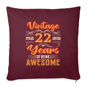 Vintage | 22 anniversaire idées cadeaux - Housse de coussin décorative 45 x 45 cm - bordeaux - Devant