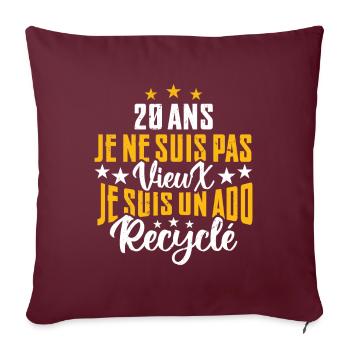20 ans | Cadeau d'anniversaire | fête des pères - Housse de coussin décorative 45 x 45 cm - bordeaux - Devant