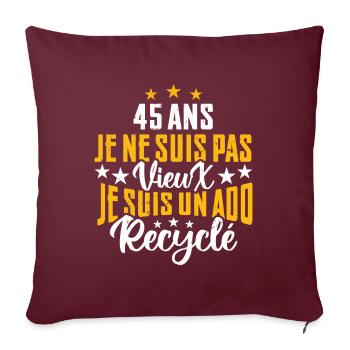 45 ans | Cadeau d'anniversaire | fête des pères - Housse de coussin décorative 45 x 45 cm - bordeaux - Devant