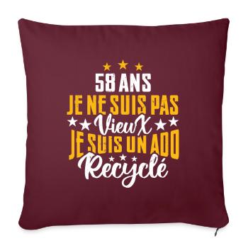 58 ans | Cadeau d'anniversaire | fête des pères - Housse de coussin décorative 45 x 45 cm - bordeaux - Devant