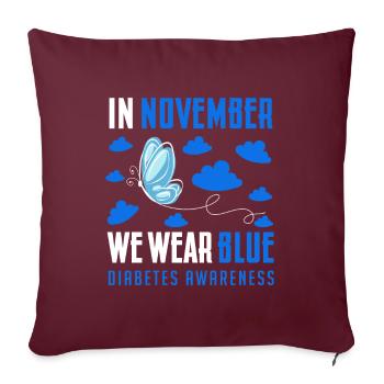 in November we wear blue, diabetes awareness - Housse de coussin décorative 45 x 45 cm - bordeaux - Devant